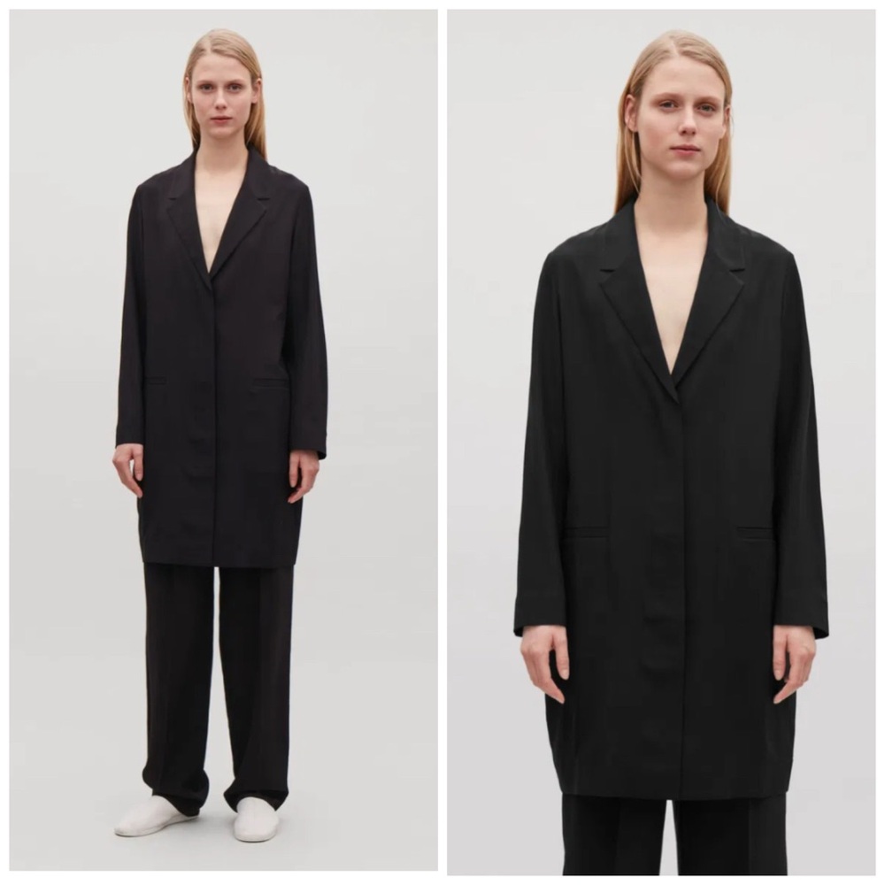 Cos Black Stretch Wool Mix Blazer Size 8